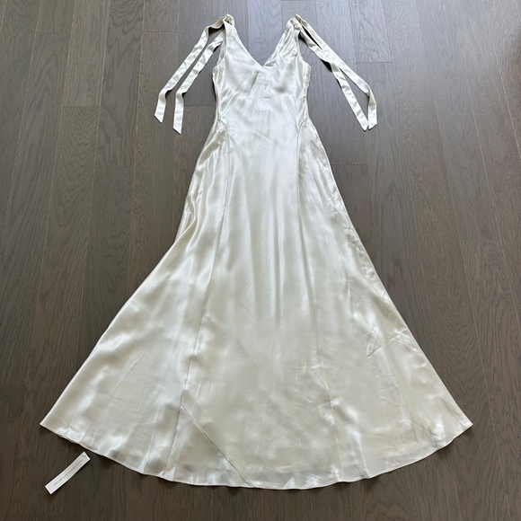 Reformation Pernille Ivory Silk Dress White Wedding Tie Sleeve - XS - with tags - Picture 3 of 14